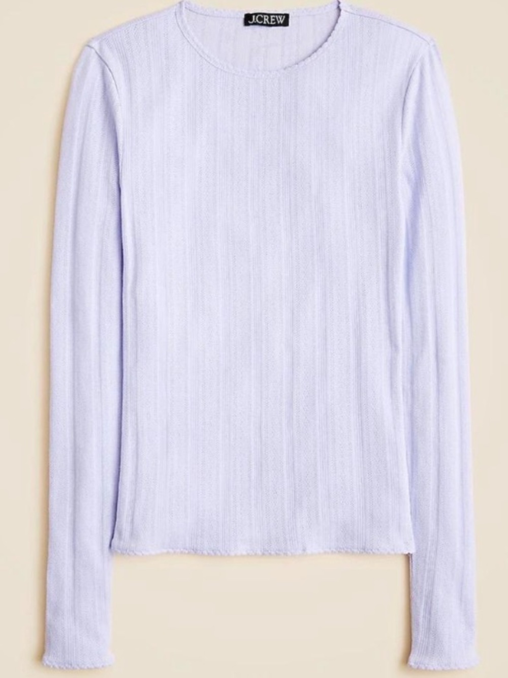 NWT J. Crew Light Lavender Pointelle Long-Sleeve Top